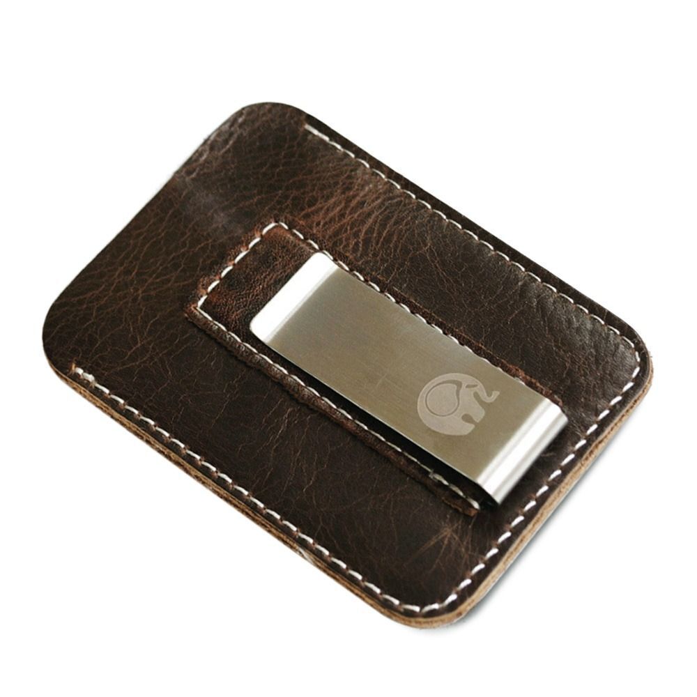 Thin Genuine Leather Money Clip Slim Bills Men Credit Card Slot Man - Picture 9 of 10