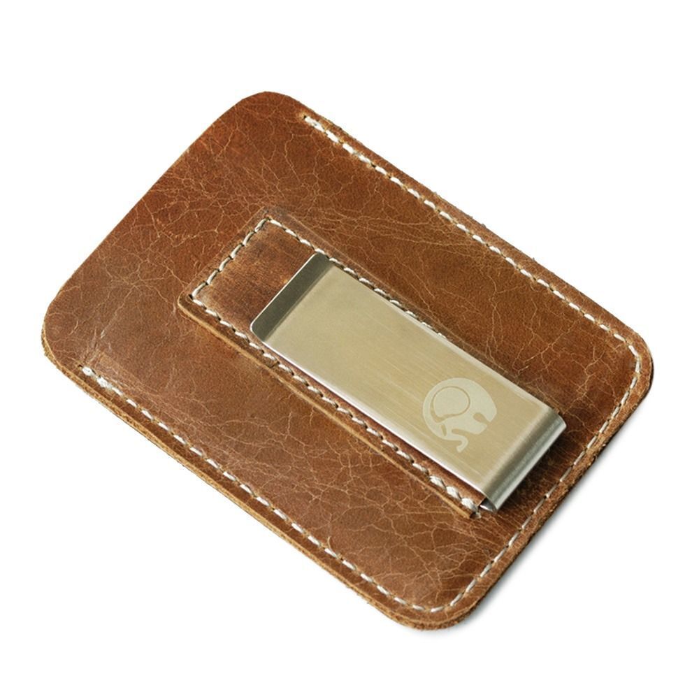 Thin Genuine Leather Money Clip Slim Bills Men Credit Card Slot Man - Picture 8 of 10