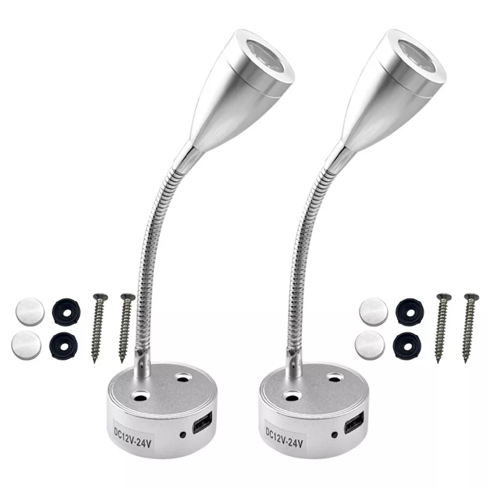 1/2X 12V USB Spot Touch Schalter Lampe LED Leselicht für Wohnmobil Caravan Boot - Bild 18 von 19