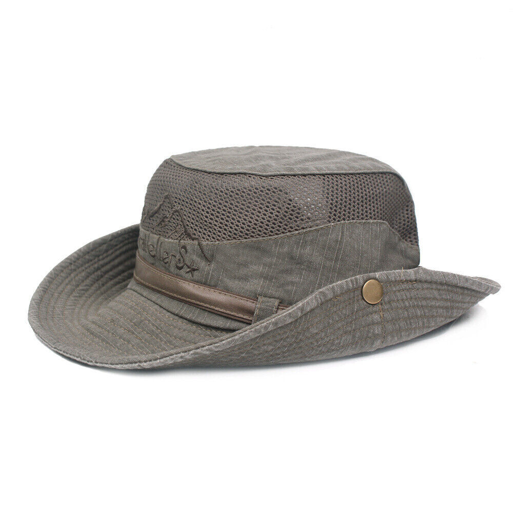 Outdoor Safari Bush Walking Mens Fishing Cap Retro Cargo Bucket Sun Hat - Picture 11 of 13