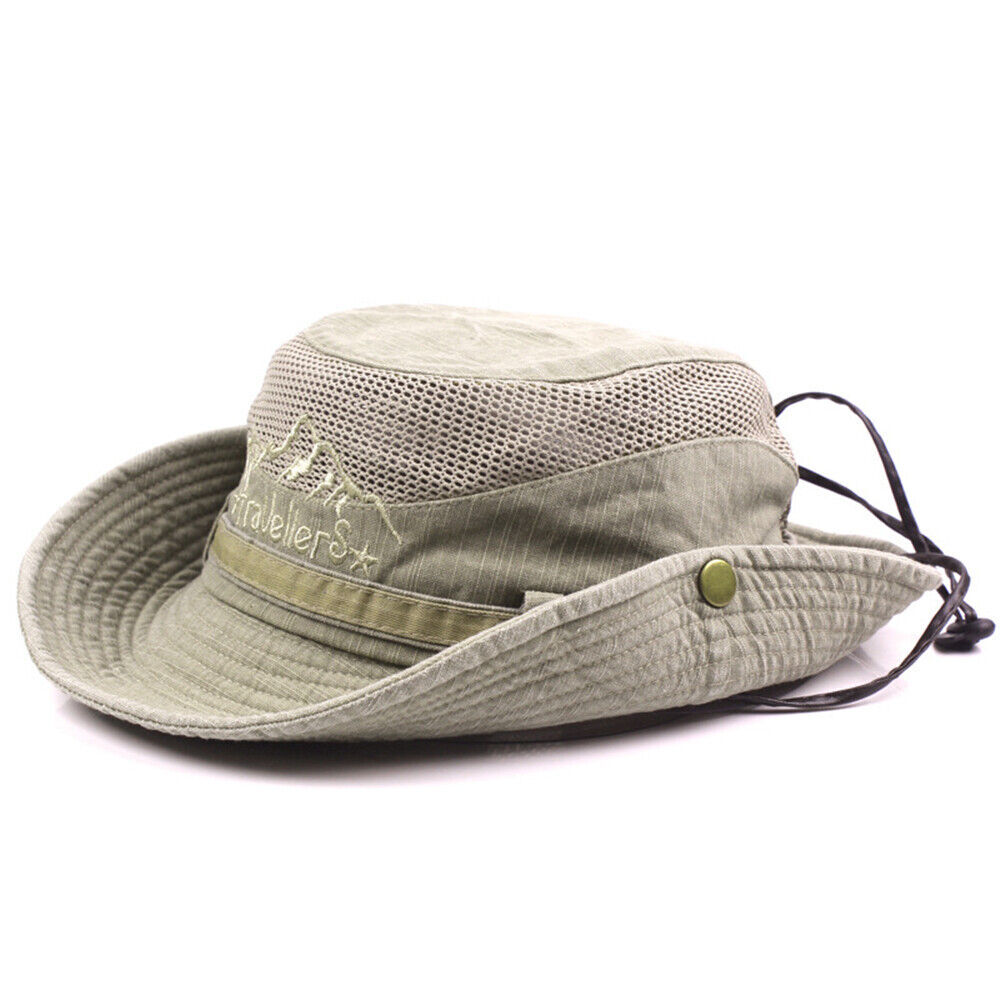 Outdoor Safari Bush Walking Mens Fishing Cap Retro Cargo Bucket Sun Hat - Picture 13 of 13