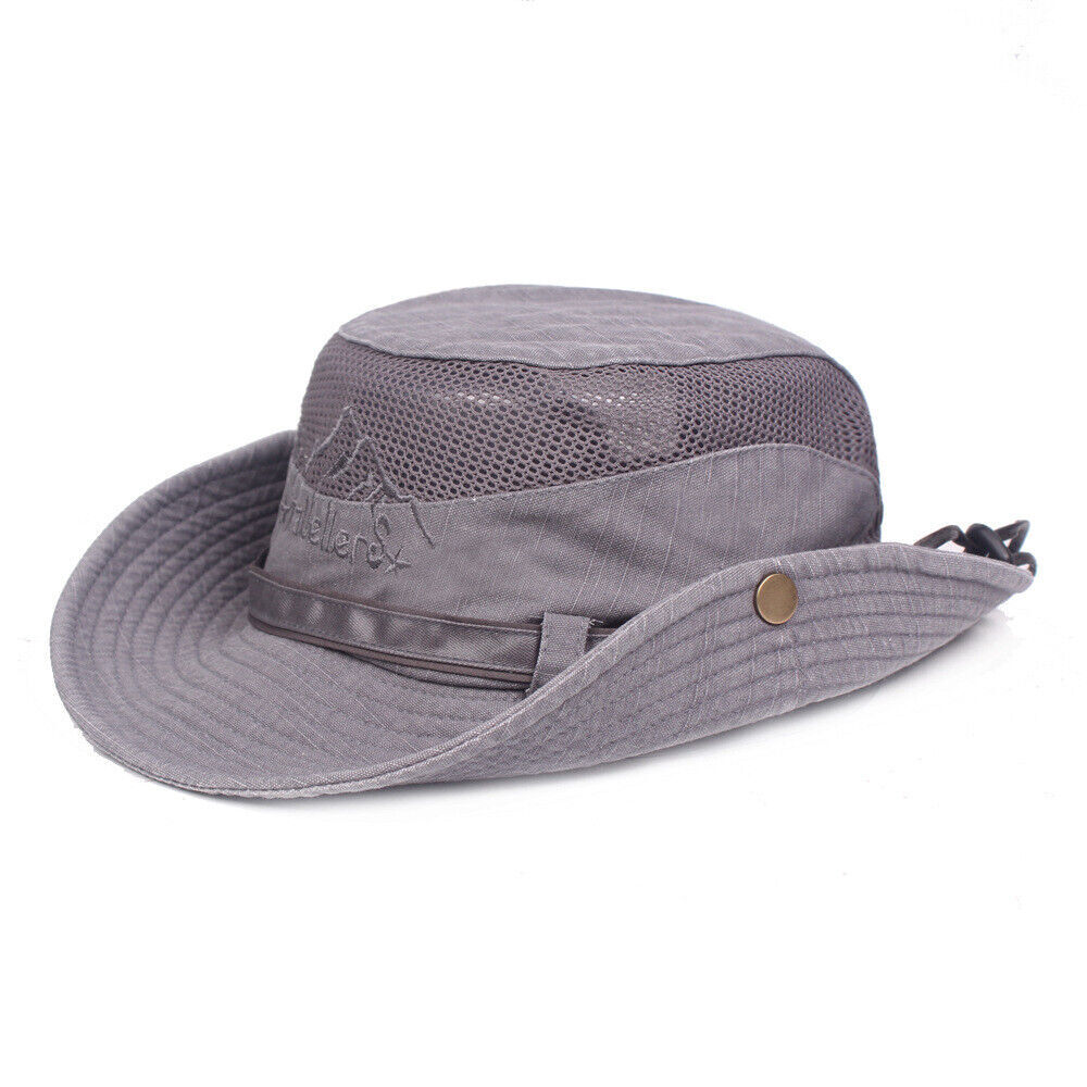 Outdoor Safari Bush Walking Mens Fishing Cap Retro Cargo Bucket Sun Hat - Picture 12 of 13