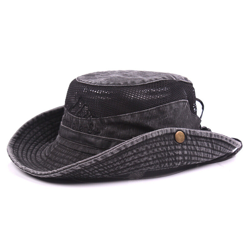 Outdoor Safari Bush Walking Mens Fishing Cap Retro Cargo Bucket Sun Hat - Picture 10 of 13