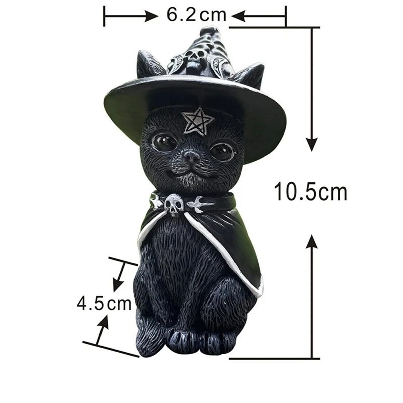 Black Mysterious Cute Gothic Cat Witches Ornament Decor - Picture 14 of 15