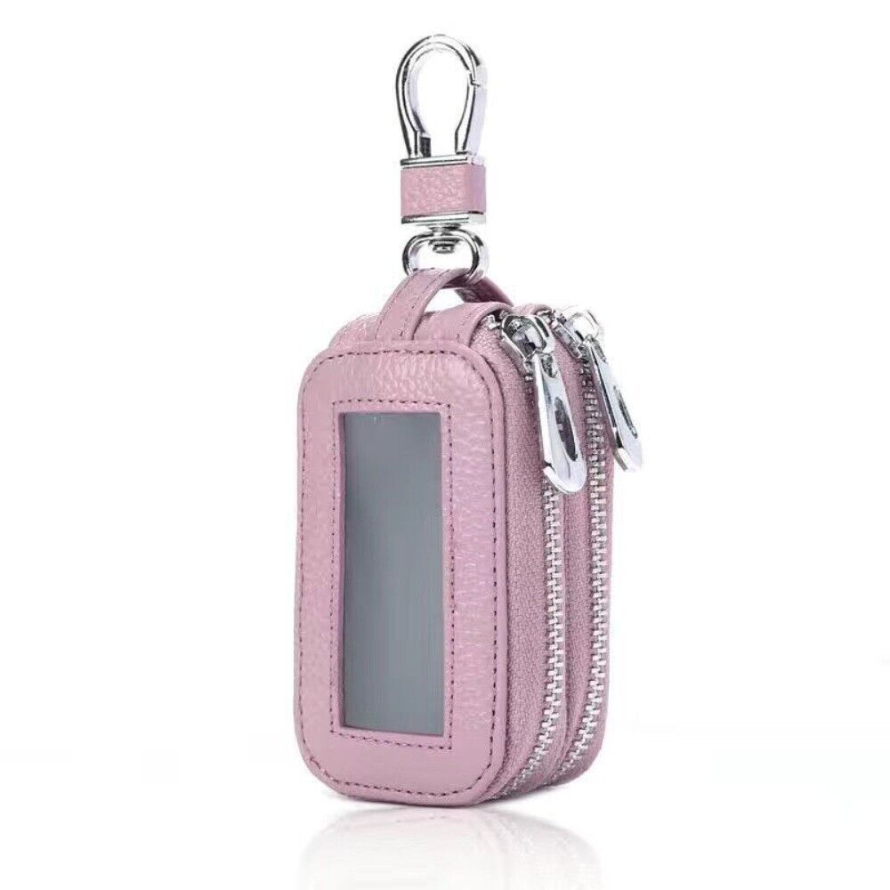 Key Holder Case Car Key Bag Genuine Leather Keys Wallet Double Pocket Pouch Bag
