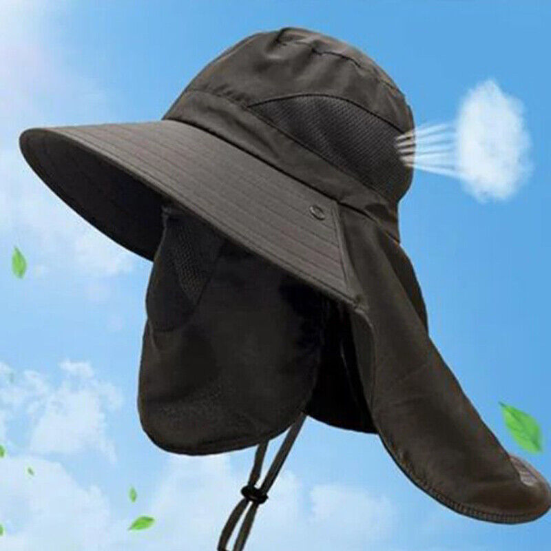 Gorra de pesca de ala ancha con solapa extraíble unisex con protección UV para exteriores - Imagen 12 de 14