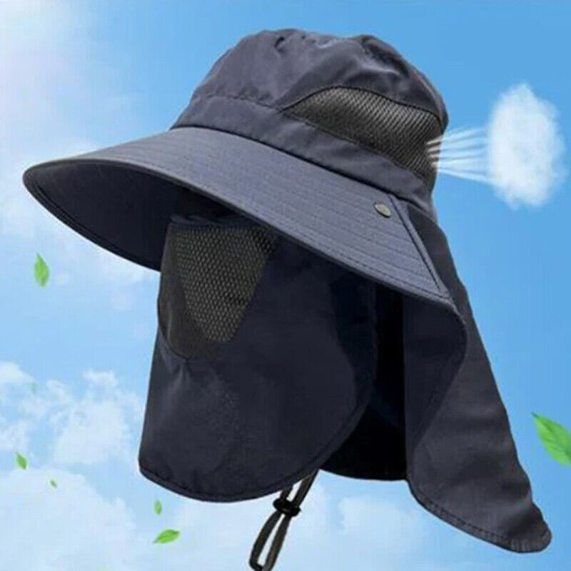 Gorra de pesca de ala ancha con solapa extraíble unisex con protección UV para exteriores - Imagen 11 de 14