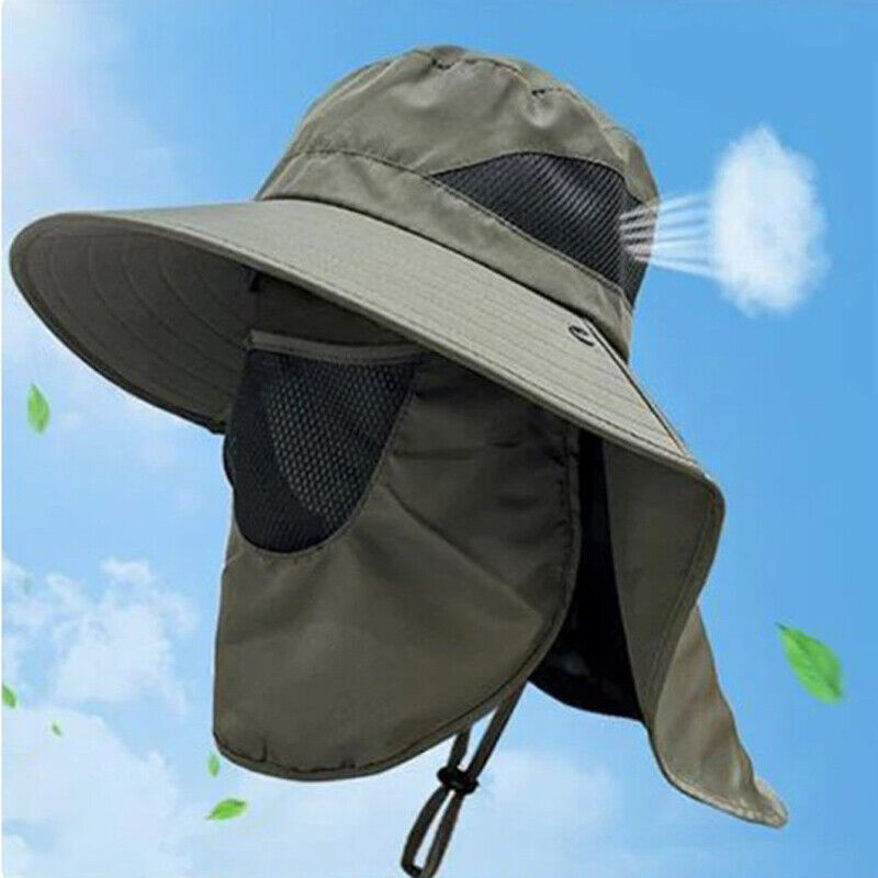 Gorra de pesca de ala ancha con solapa extraíble unisex con protección UV para exteriores - Imagen 13 de 14