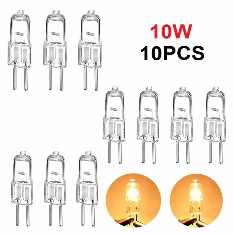 10Pcs G4 Halogen Light Bulbs 10W 20W 12V 2 Pin Two Prong with Prongs Small Mini