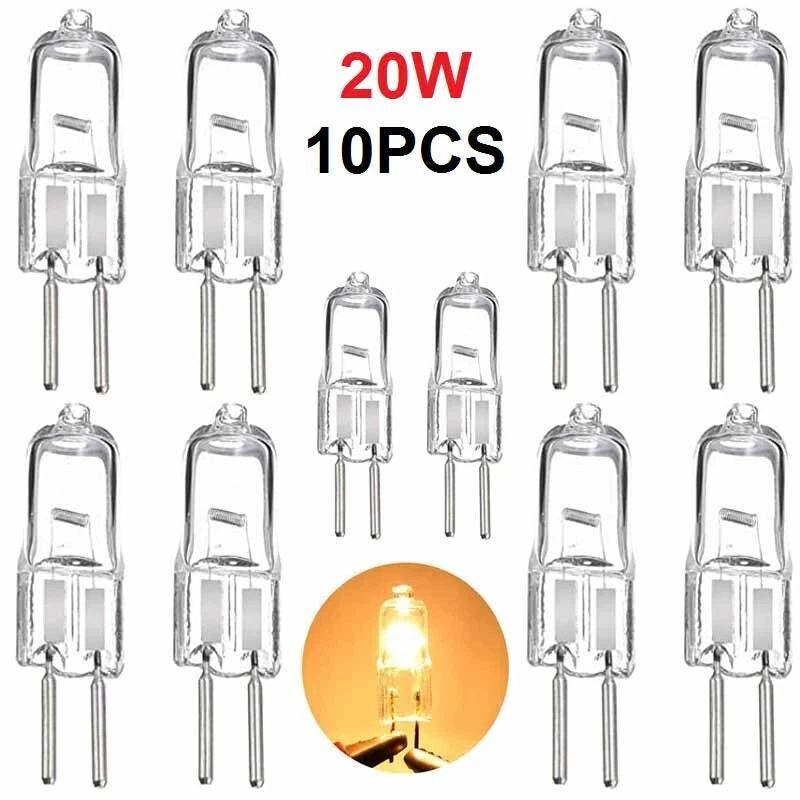 10Pcs G4 Halogen Light Bulbs 10W 20W 12V 2 Pin Two Prong with Prongs Small Mini