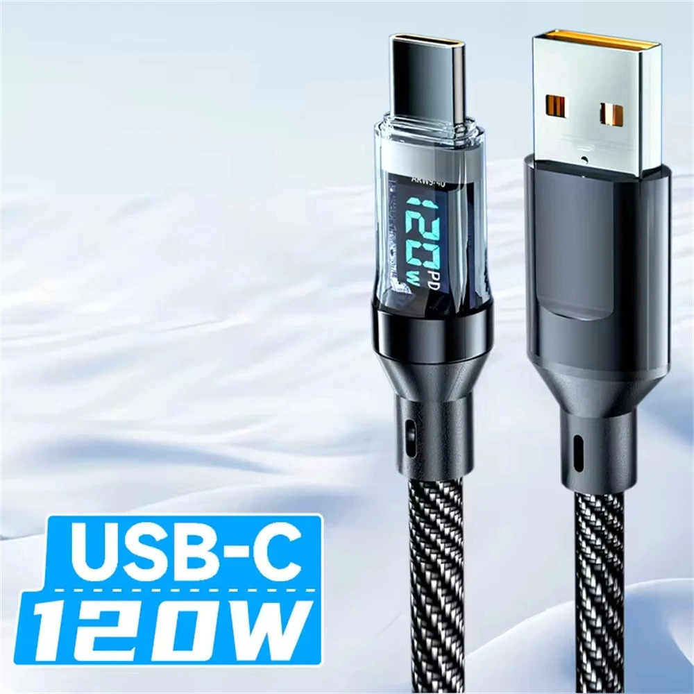 100/120W USB to Type C Cable Phone Fast Charging Cable With LED Display - Picture 13 of 14