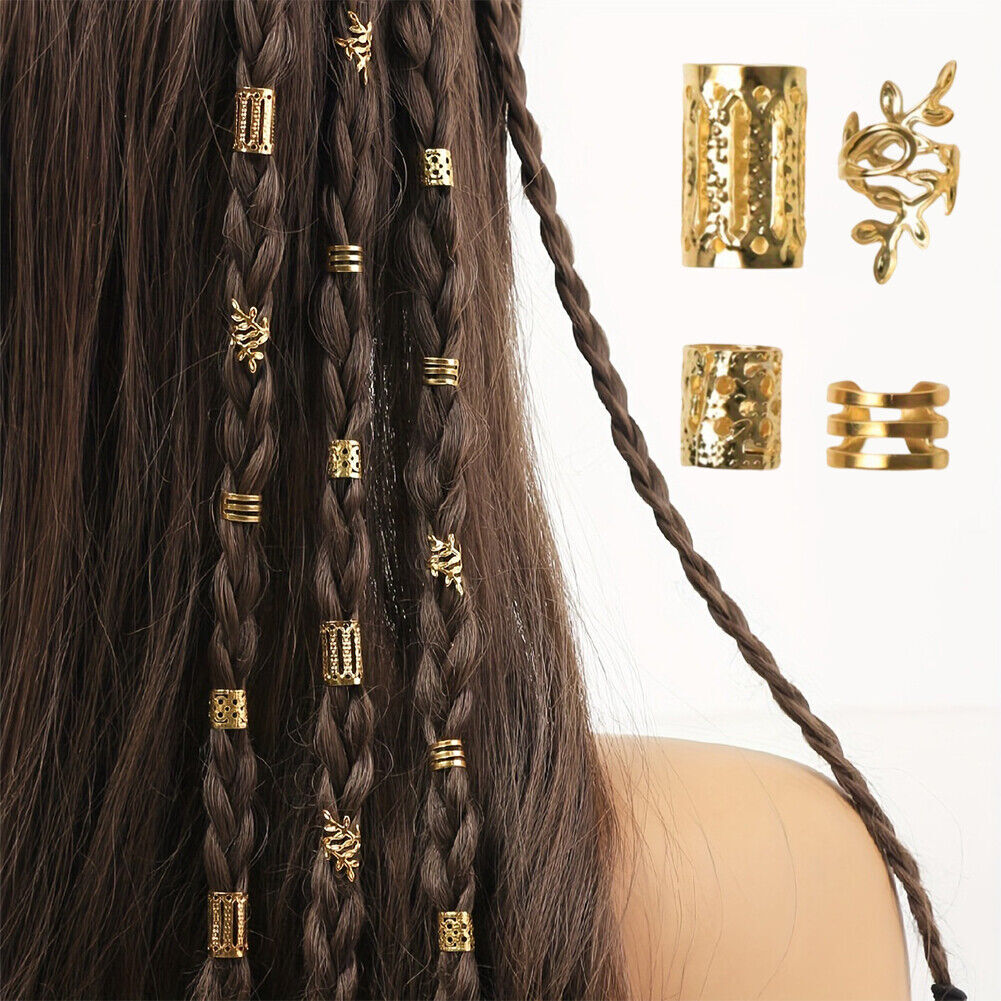 40PCS Hollow Hair Ring For Girls Women Dreadlock Hair Braid Rings Cuffs Decor