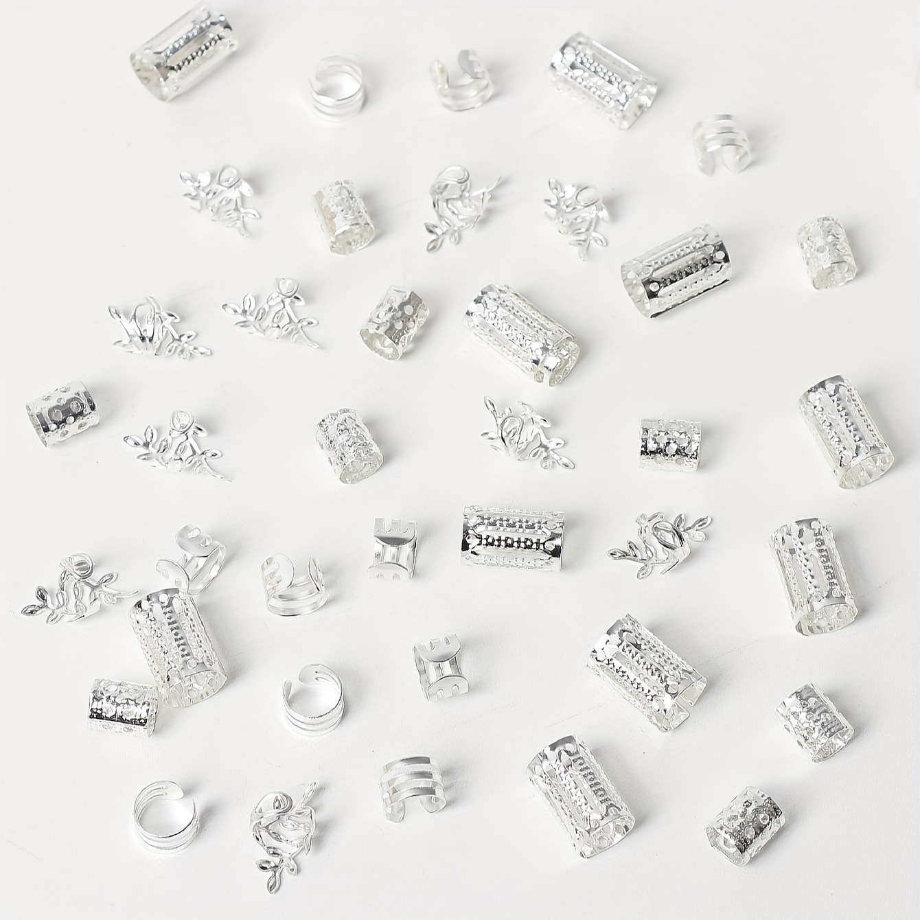 40PCS Hollow Hair Ring For Girls Women Dreadlock Hair Braid Rings Cuffs Decor
