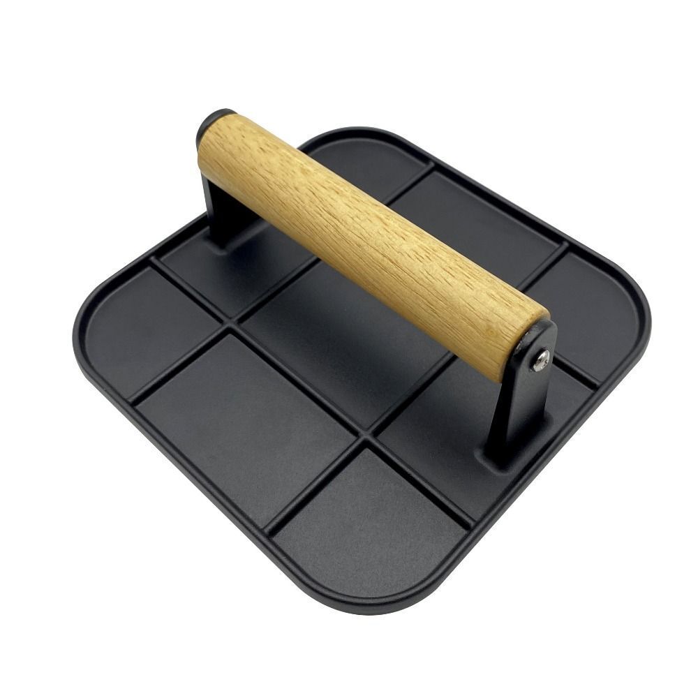 Aluminum Alloy Bacon Press Burger Meat  Steak Weight Heavy Duty w/Wooden Handle
