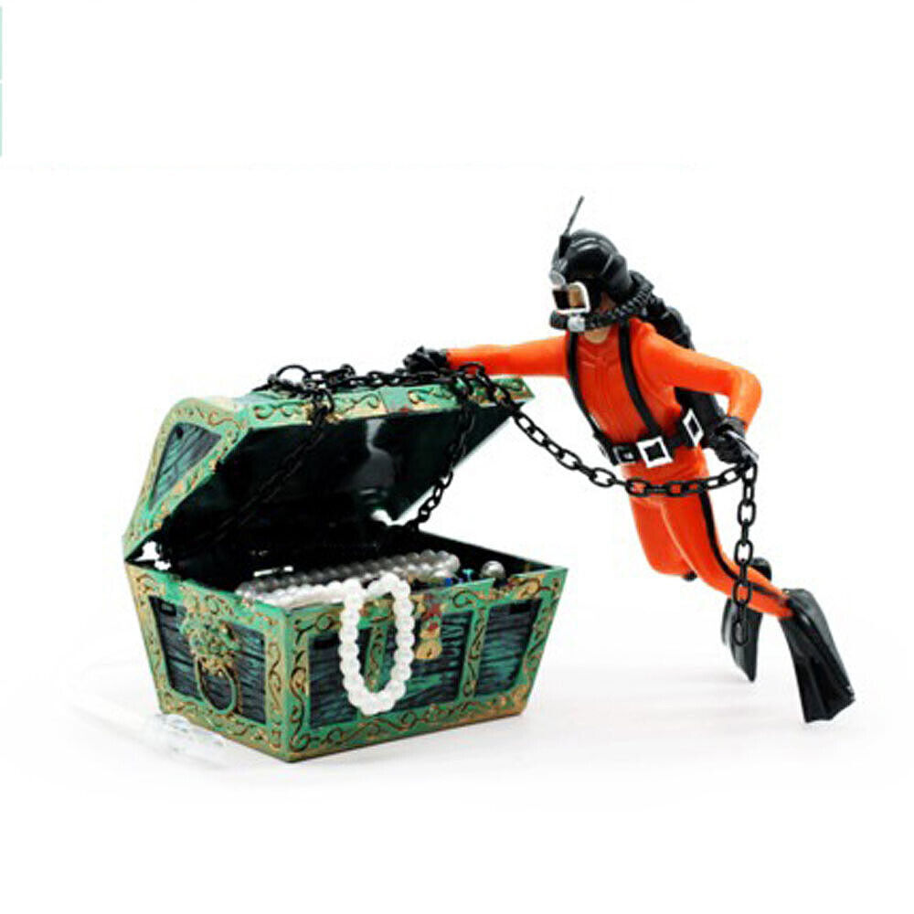 Air Driven Frogman Treasure Diver Decor Aquarium Ornament Fish Tank Decoration - Picture 18 of 18