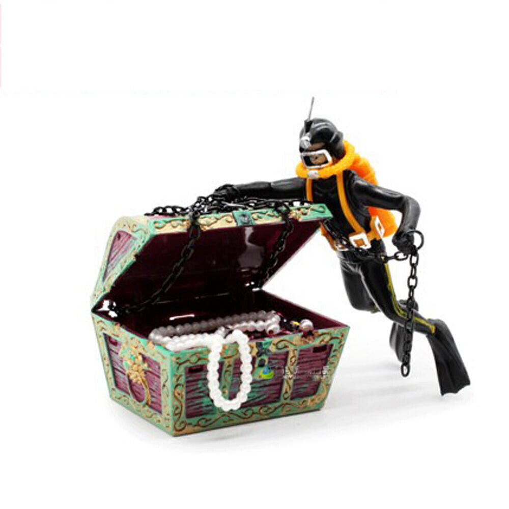 Air Driven Frogman Treasure Diver Decor Aquarium Ornament Fish Tank Decoration - Picture 17 of 18