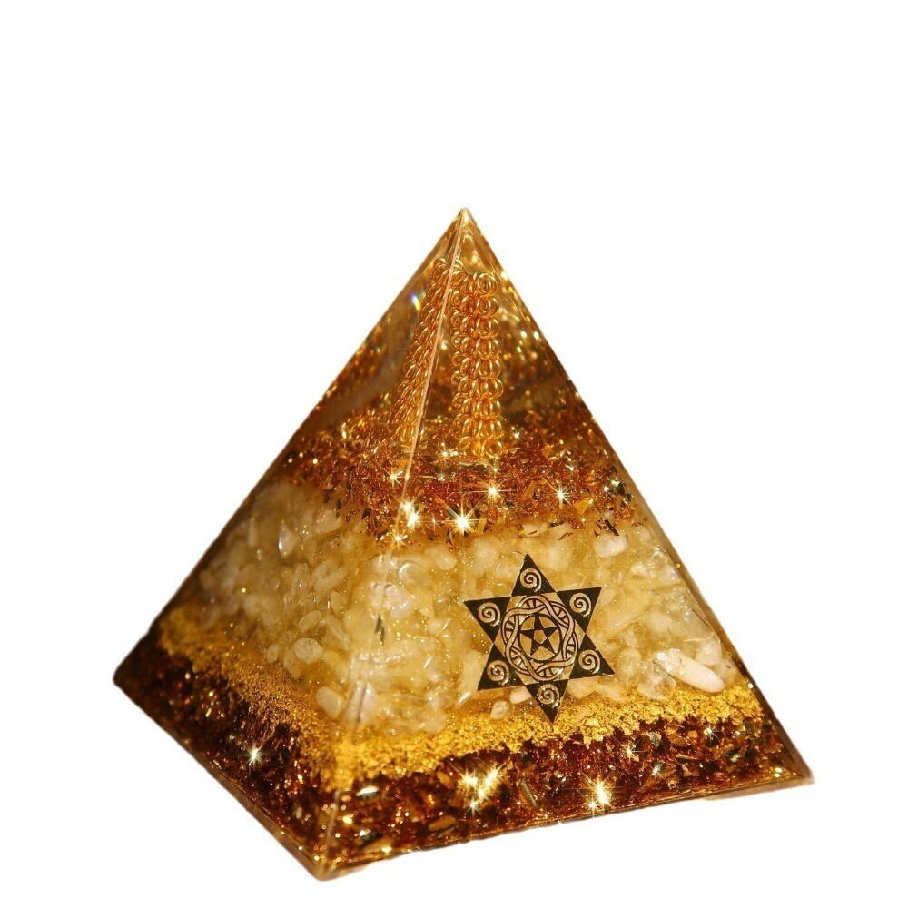 5/6/8/10cm Citrine Orgonite Pyramid Prosperity Attraction Crystal Home Decor - Picture 10 of 10