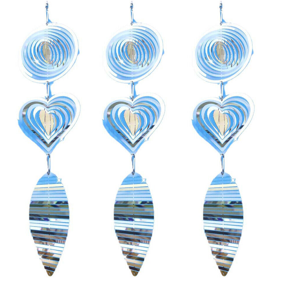 3D Wind Chimes Metal Helix Spinners Outdoor Garden Yard Hanging Decor Ornament
