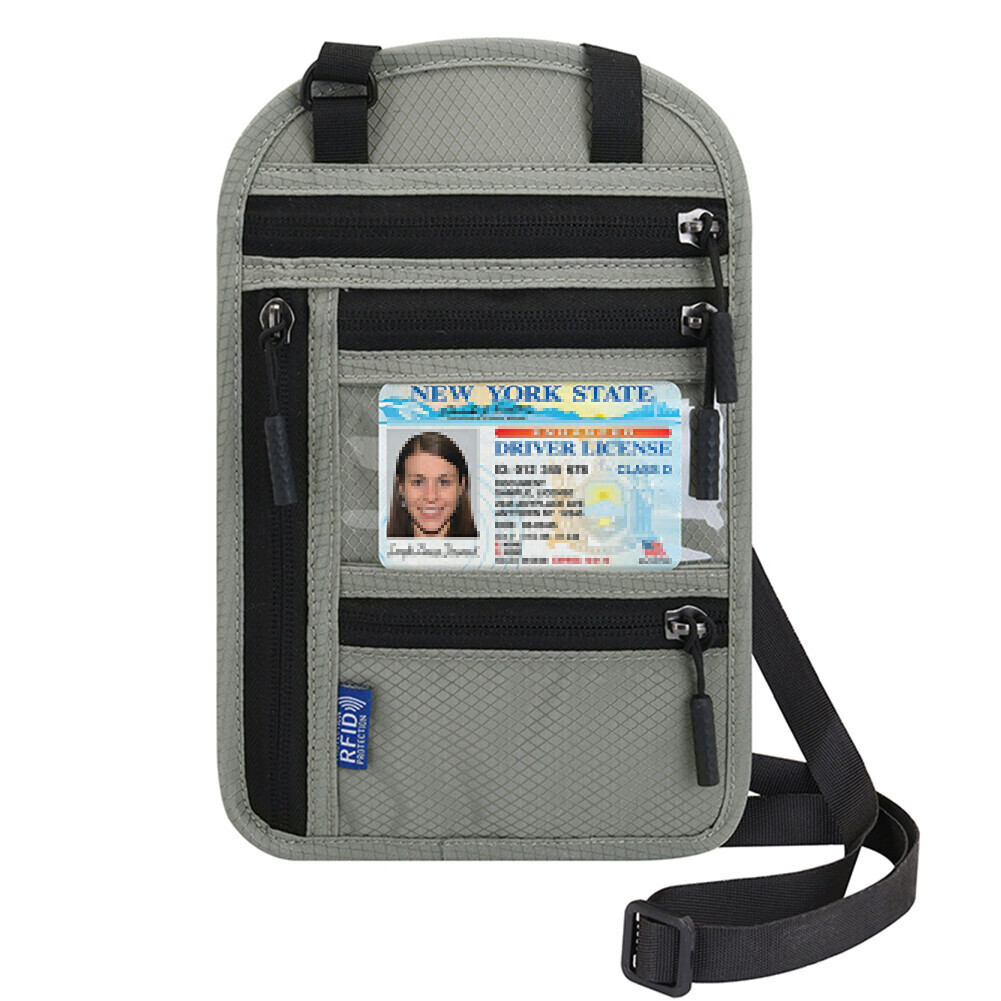 Travel Neck Wallet with RFID Blocking for Women & Men, Passport Holder, Anti-Th