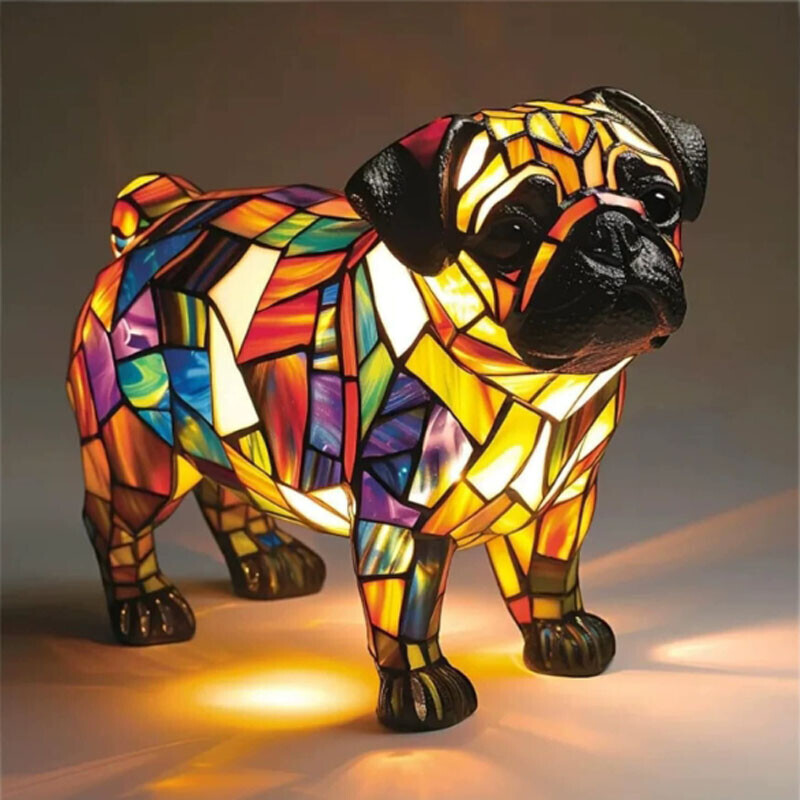 Stained Resin French Bulldog Corgi Lamp and Pug Lamp Dog Series Art Night Light