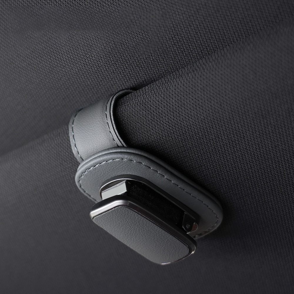 Visiera solare occhiali da sole auto clip supporto occhiali chiusure pelle PU - Foto 13 di 15