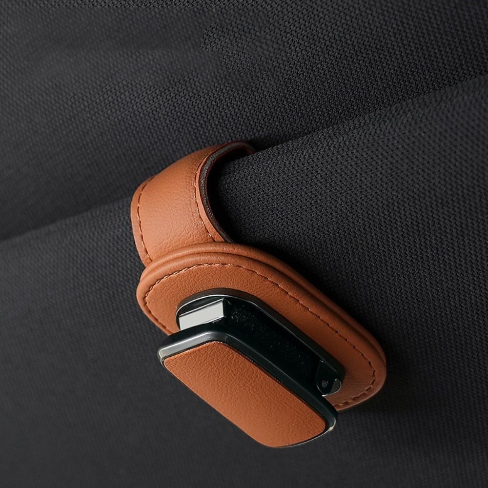 Visiera solare occhiali da sole auto clip supporto occhiali chiusure pelle PU - Foto 12 di 15
