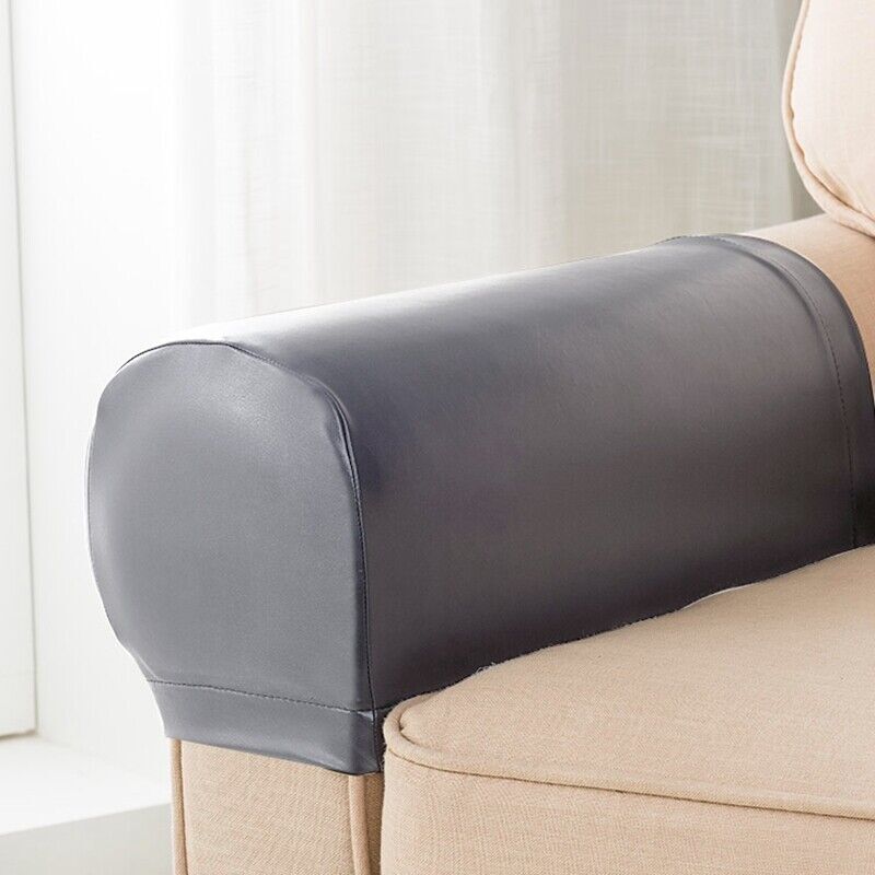 2PCS PU Leather Arm Chair Protector Sofa Couch Armrest Covers Stretchy Slipcover - Picture 17 of 17