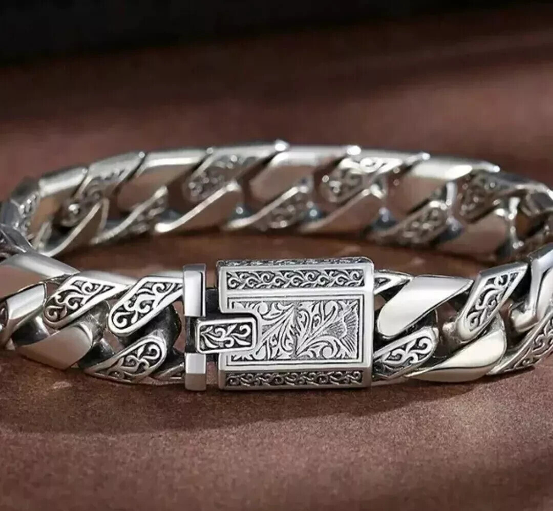 Bracciale uomo HOT regalo metallo pesante spesso catena cubana retrò - Foto 16 di 17