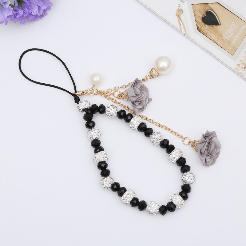 Handy Anhänger Kristall Rose Blume Perlen Band Kordel Kette Schlüssel Halter Geschenk - Bild 18 von 20