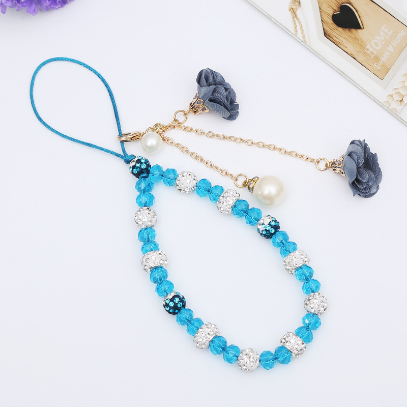 Handy Anhänger Kristall Rose Blume Perlen Band Kordel Kette Schlüssel Halter Geschenk - Bild 16 von 20