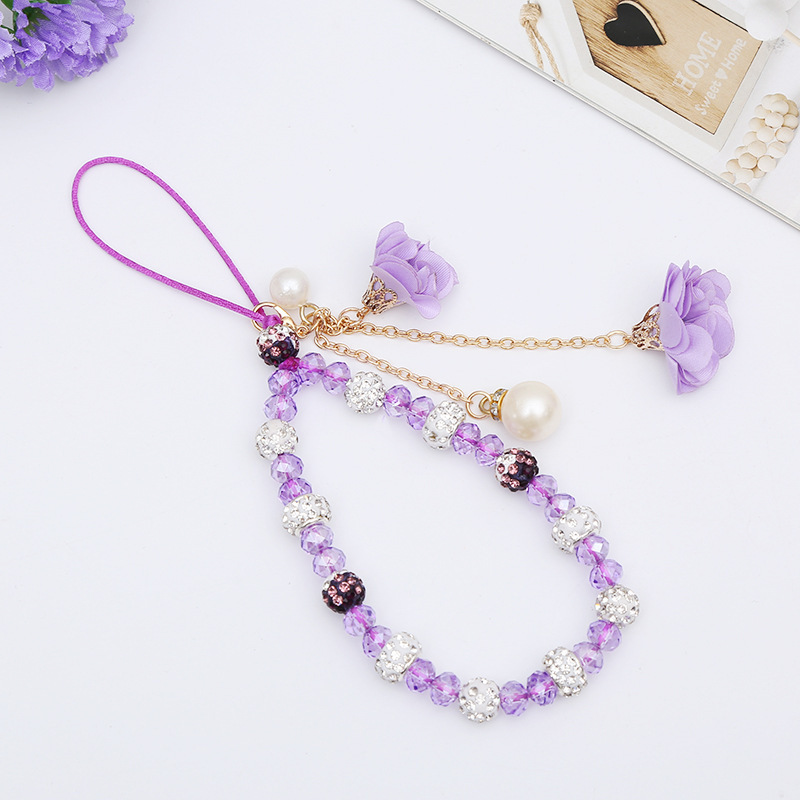 Handy Anhänger Kristall Rose Blume Perlen Band Kordel Kette Schlüssel Halter Geschenk - Bild 17 von 20
