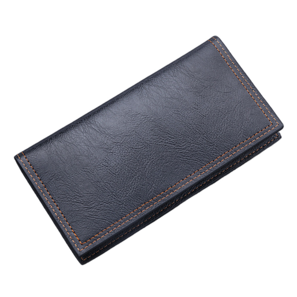 Hot Sale Men's OilWax Leather Long Wallet Bifold Money Card Holder Clutch Purse