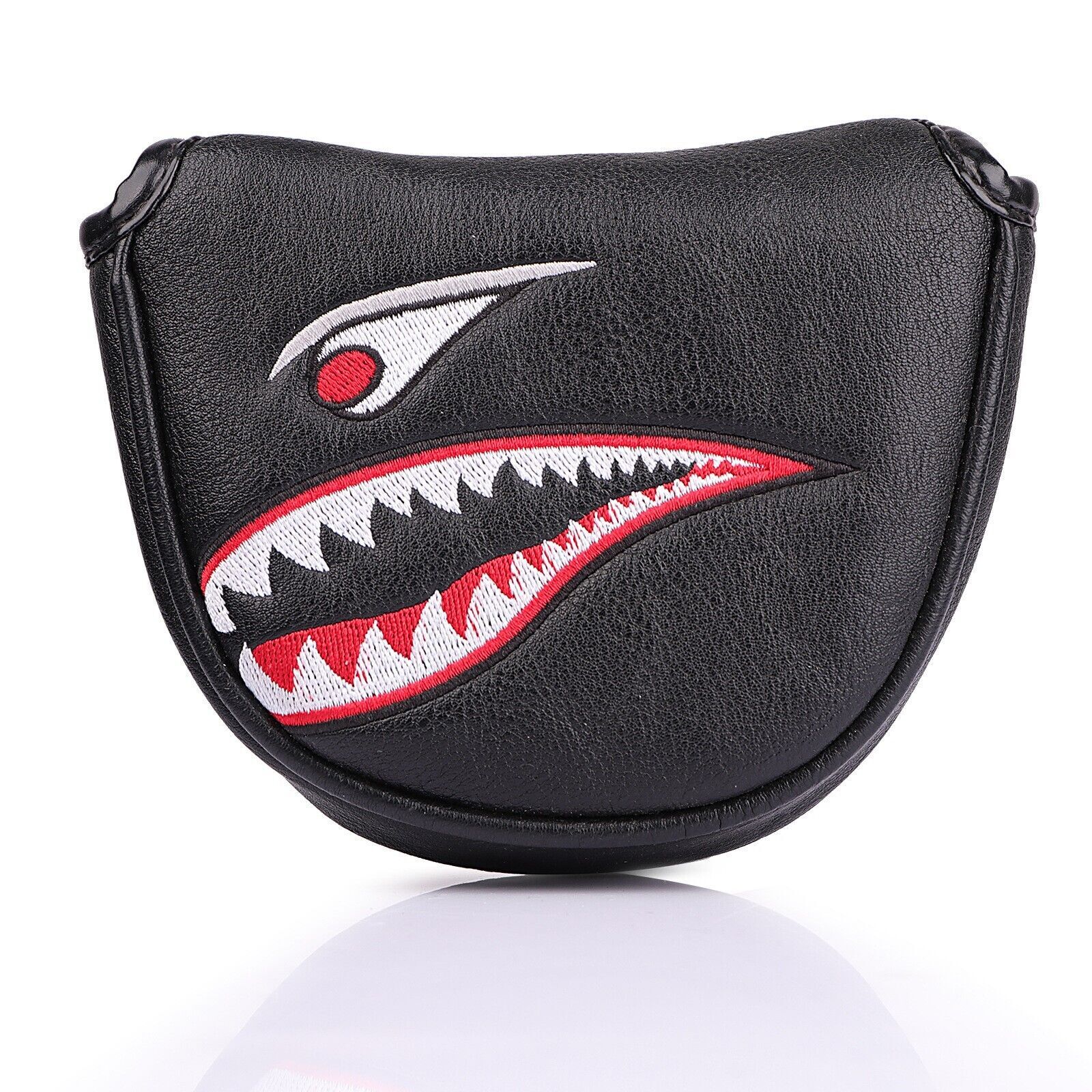 Black PU Shark Embroidery Golf Club Mallet Putter Head Cover Magnetic Closure - Picture 15 of 15