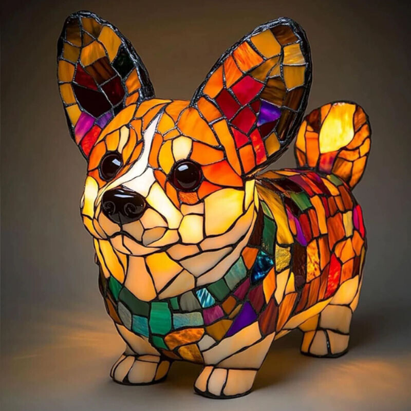 Stained Resin French Bulldog Corgi Lamp and Pug Lamp Dog Series Art Night Light
