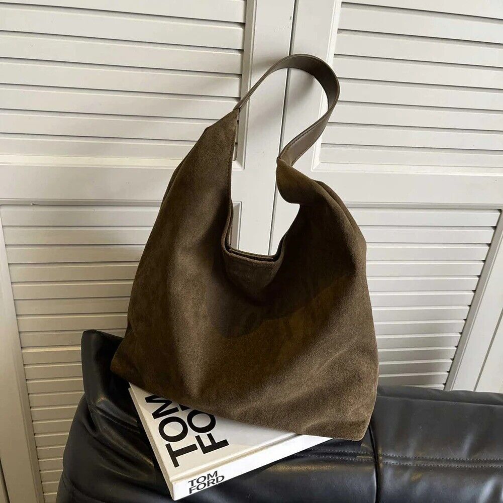 Women Suede Tote Bag Shoulder Bag Large Capacity Commuter Travel Bag - Picture 19 of 19