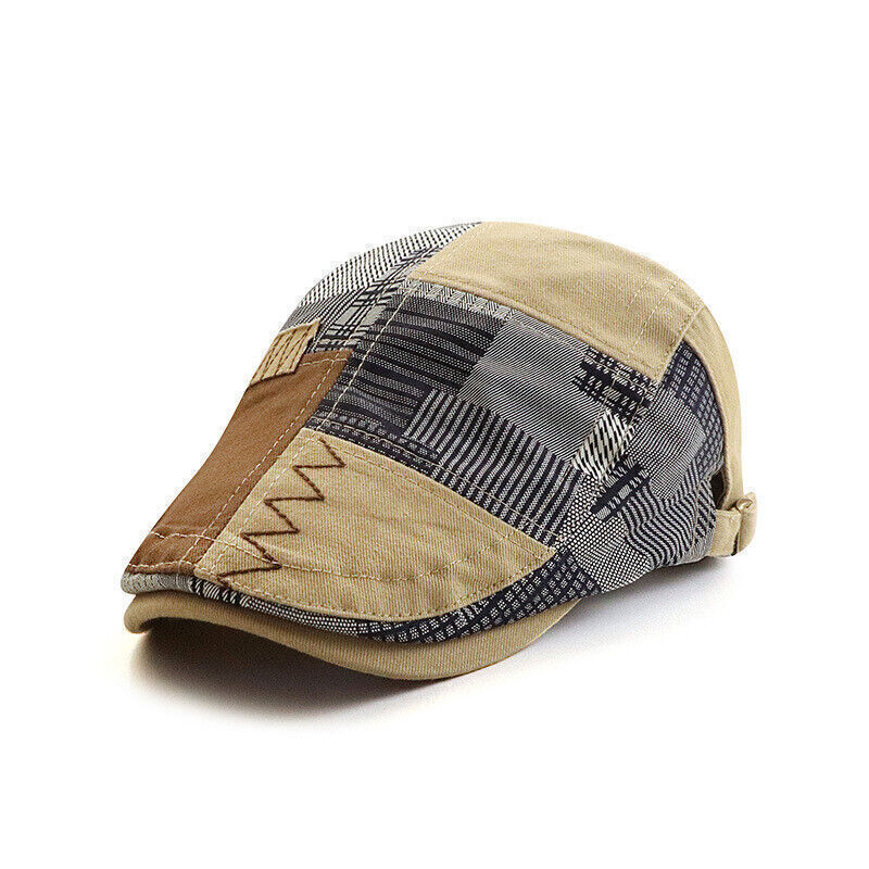 Mens Cotton Buckle Adjustable Cabbie Gatsby Hats Flat Caps Newsboy Cap Beret Hat - Picture 11 of 15