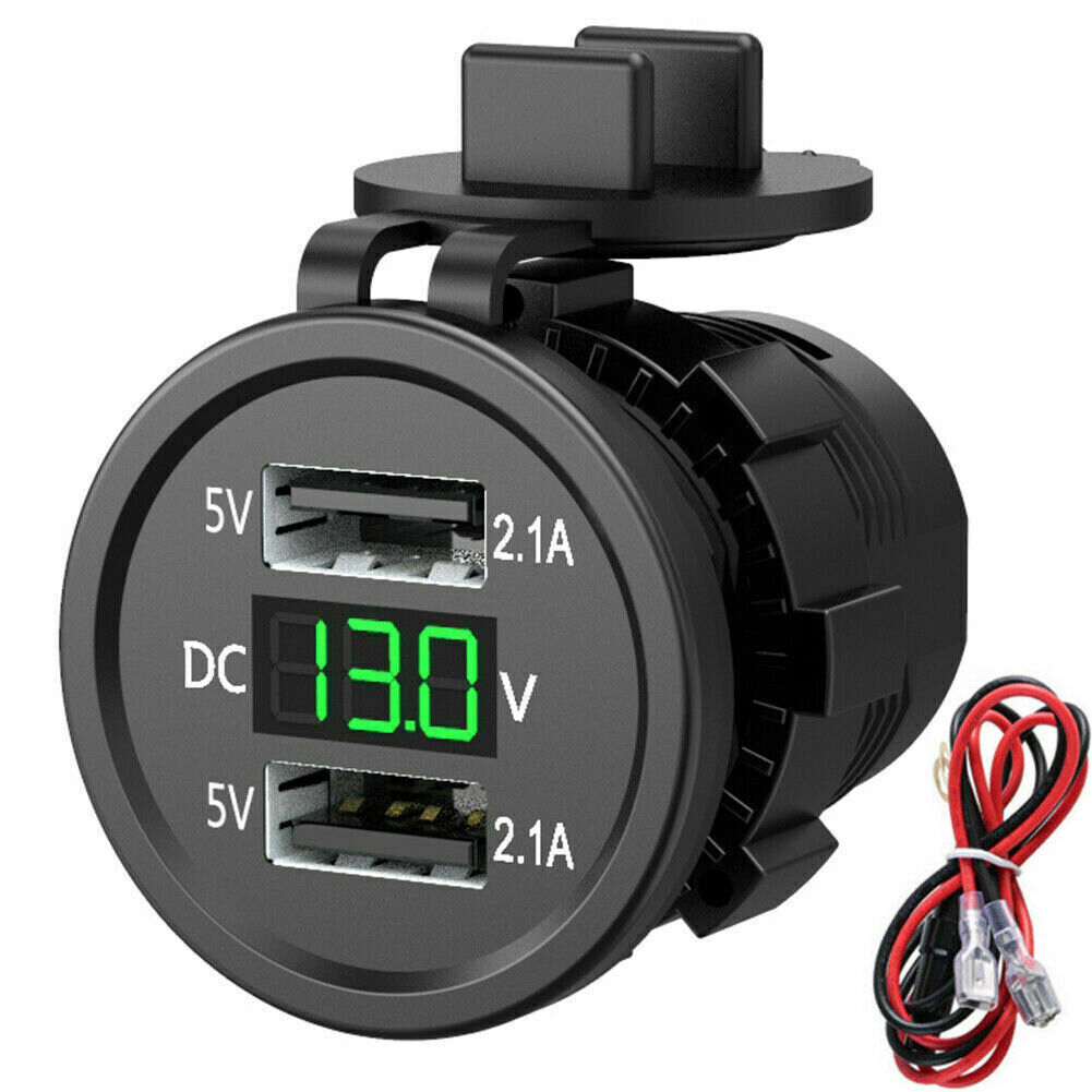 2 Ports 12V-24V Double USB Voiture Bateau Chargeur Prise Tension Panneau Numérique Voltmètre - Photo 14 sur 15