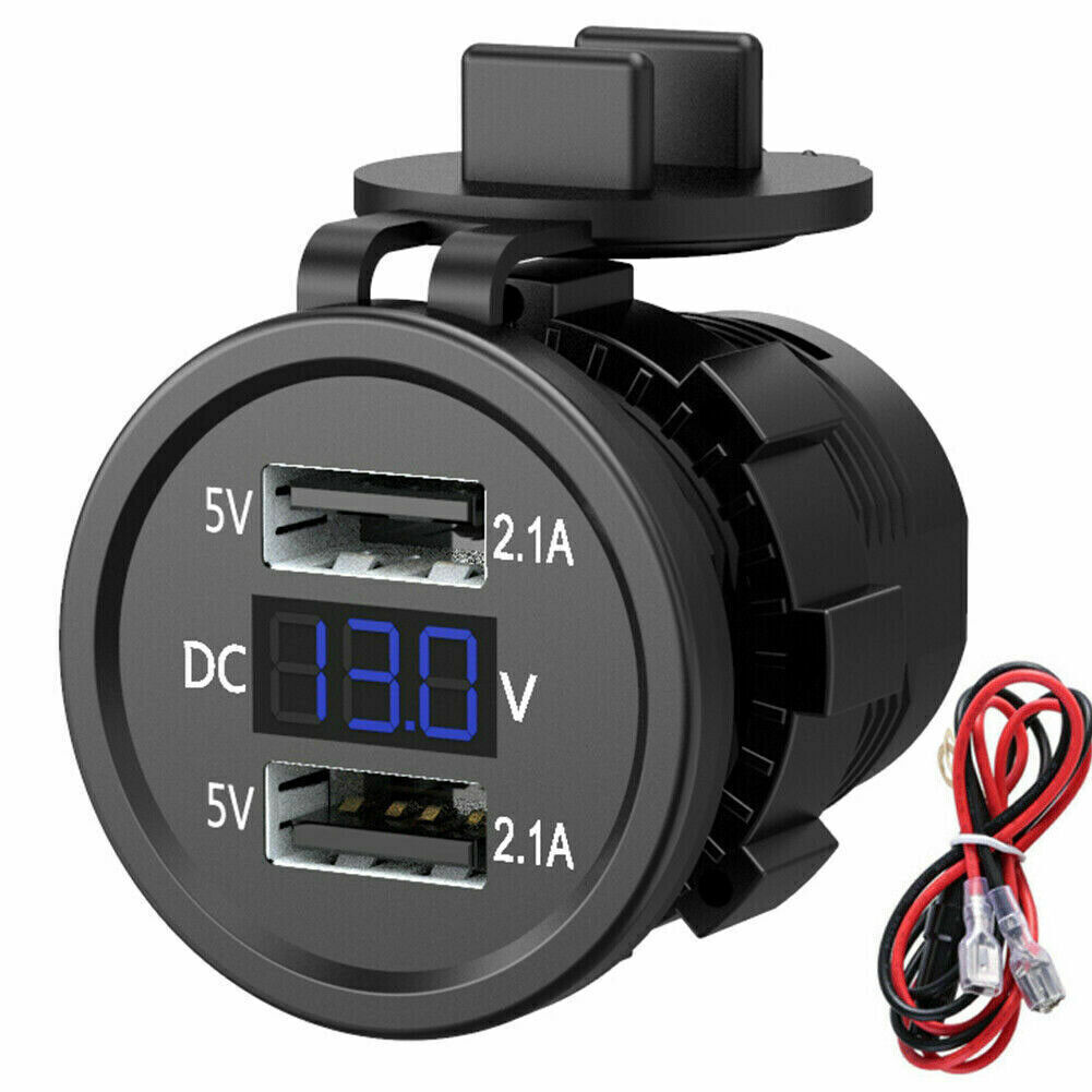 2 Ports 12V-24V Double USB Voiture Bateau Chargeur Prise Tension Panneau Numérique Voltmètre - Photo 13 sur 15