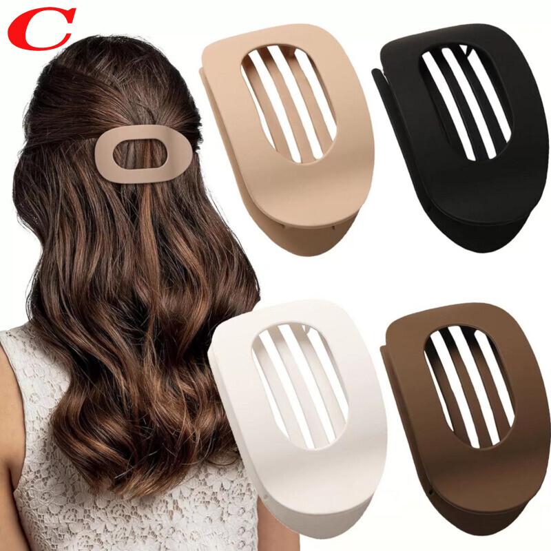 4PCS Flat Hair Clips for Thick Thin Hair, Round Lay Down Claw Clips for Women