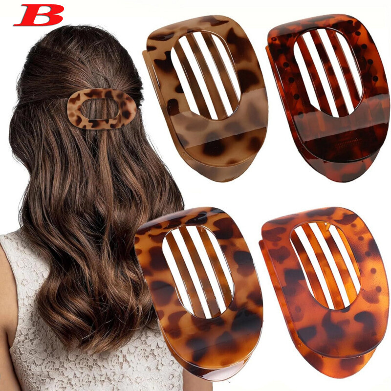 4PCS Flat Hair Clips for Thick Thin Hair, Round Lay Down Claw Clips for Women
