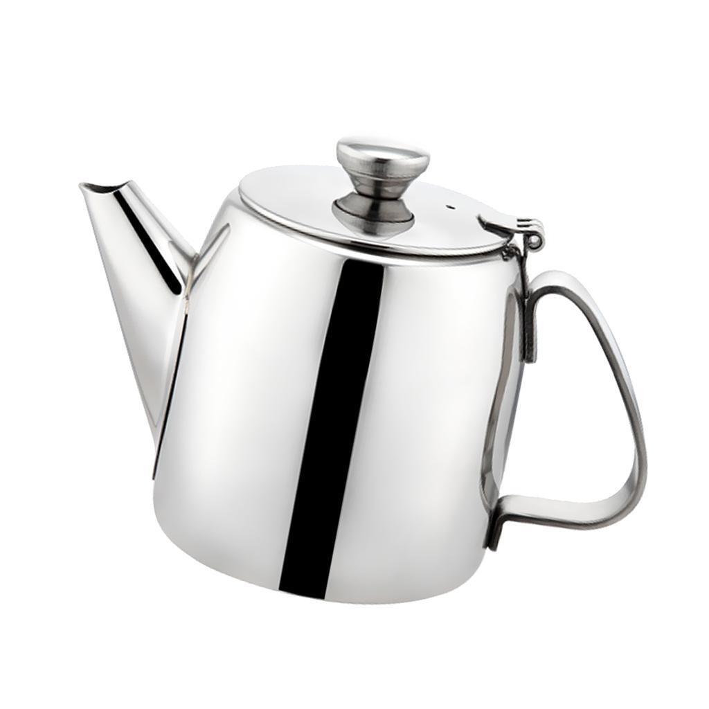 Teiera metallo acciaio inox caffè tè caffè bevanda ristorante teak coperchio ribaltabile - Foto 10 di 12