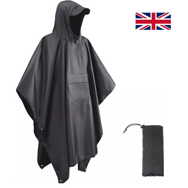 Waterproof Raincoat Poncho Adults 3in1 Multifunction Reusable Rain Capes Camping - Picture 13 of 17