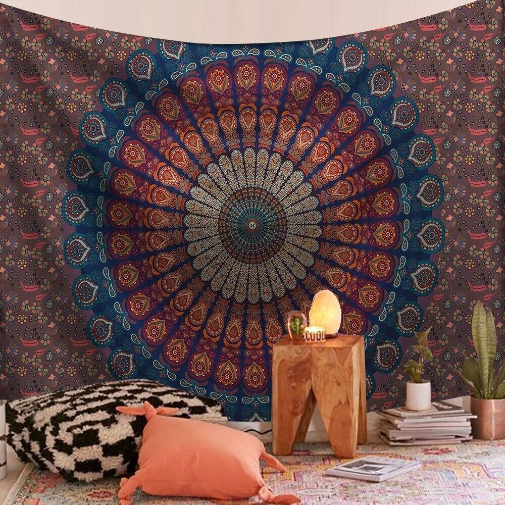 Throw Rug Indian Mandala Tapestry Bohemian Tapestries Wall Hanging Blanket - Picture 11 of 12