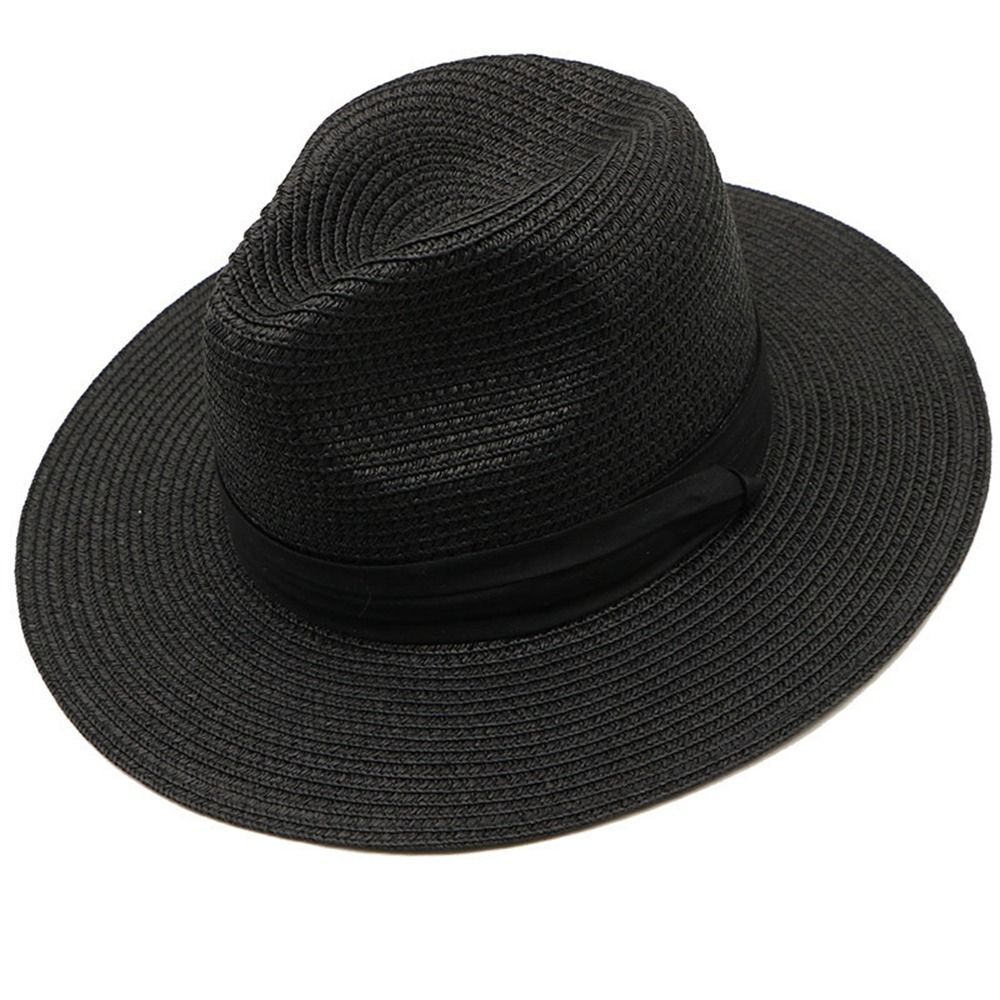 Mens Ladies Crushable Straw Panama Style Sun Hat Summer Hat Foldable - Picture 10 of 13