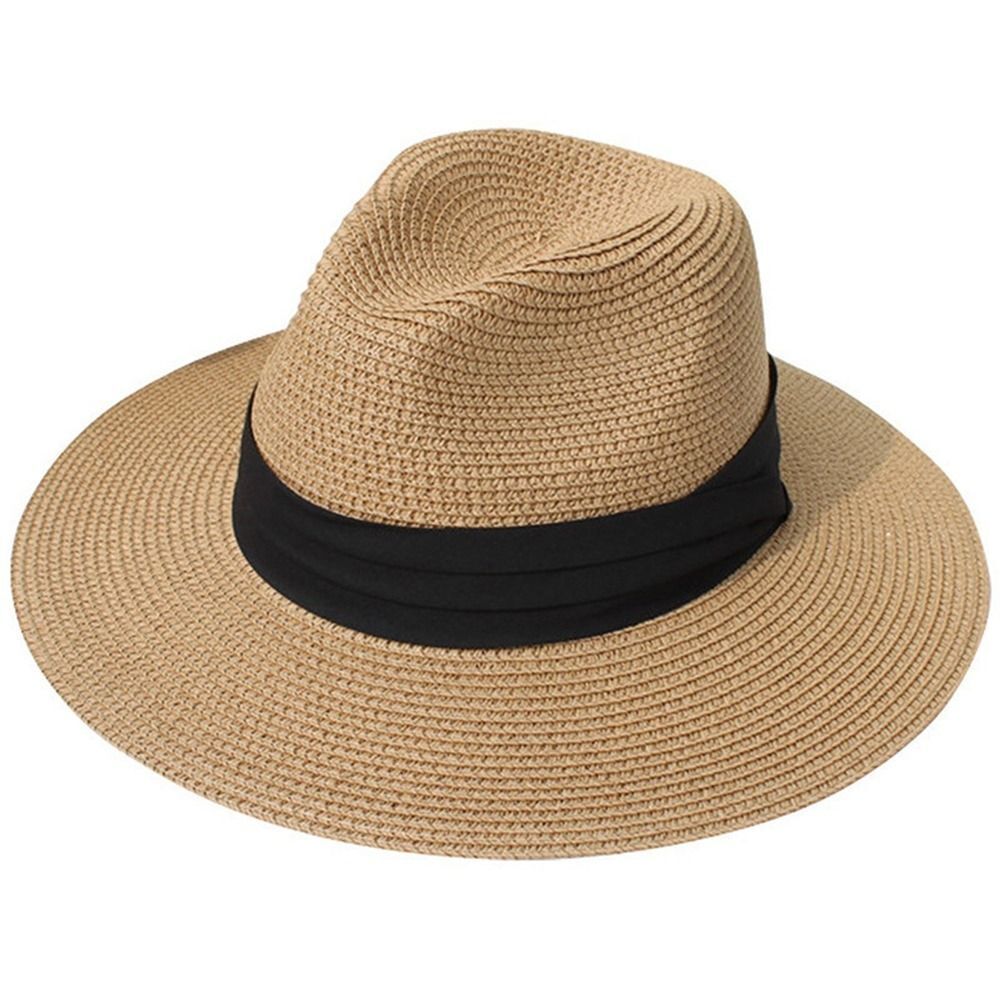 Mens Ladies Crushable Straw Panama Style Sun Hat Summer Hat Foldable - Picture 11 of 13