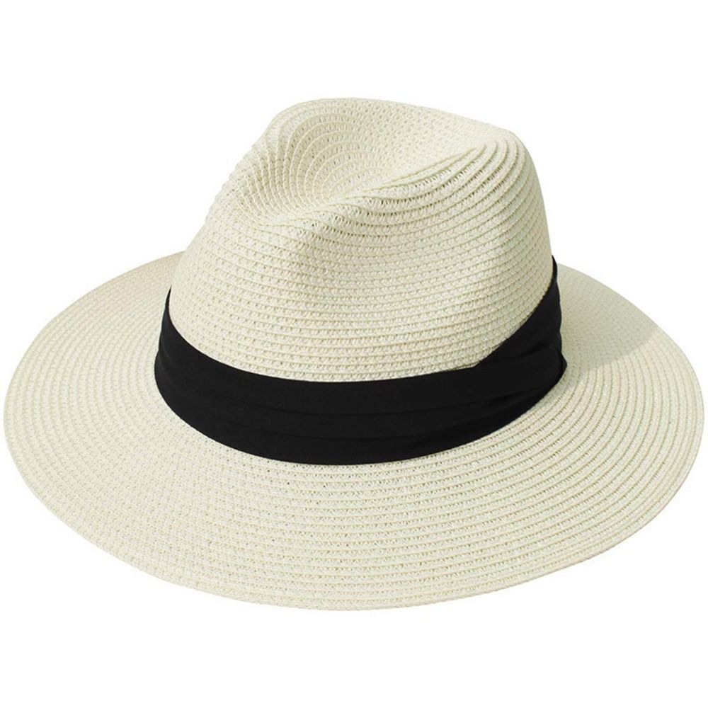 Mens Ladies Crushable Straw Panama Style Sun Hat Summer Hat Foldable - Picture 13 of 13