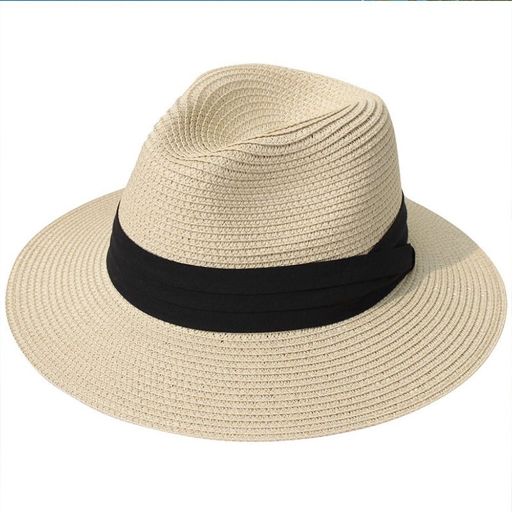 Mens Ladies Crushable Straw Panama Style Sun Hat Summer Hat Foldable - Picture 12 of 13