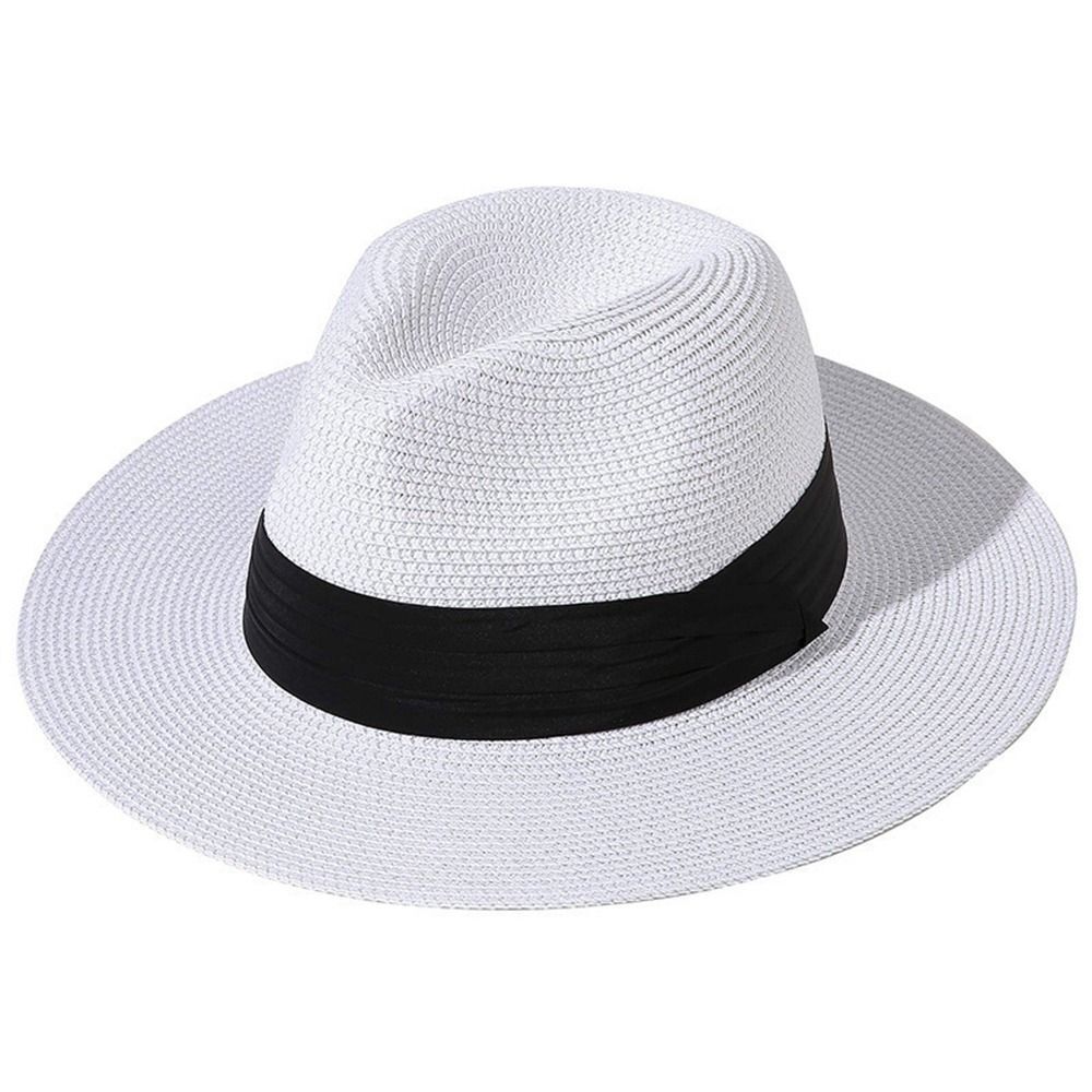 Mens Ladies Crushable Straw Panama Style Sun Hat Summer Hat Foldable - Picture 9 of 13