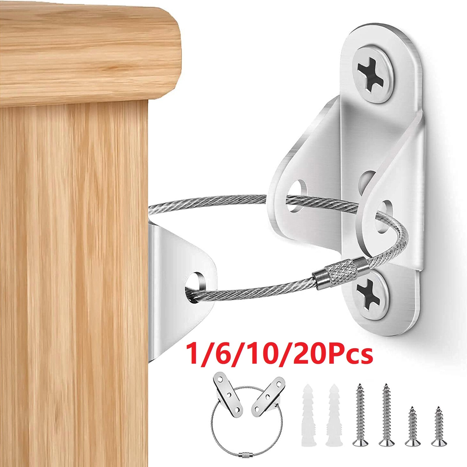 1-20Pcs Furniture Straps Anchors Anti Tip Kit Steel Wall Anchor Protector - Picture 19 of 21