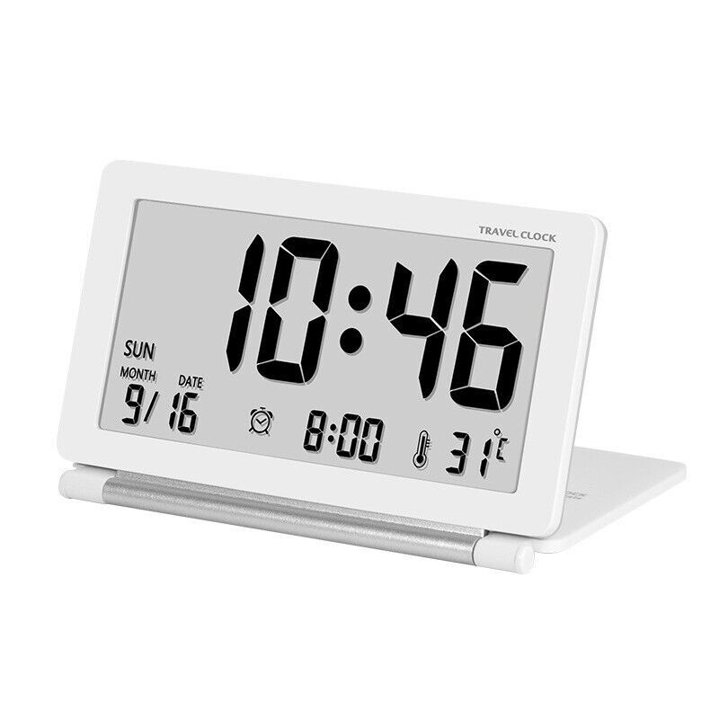 Folding Date Desktop Digital Alarm Clock with Temperature  and Timer